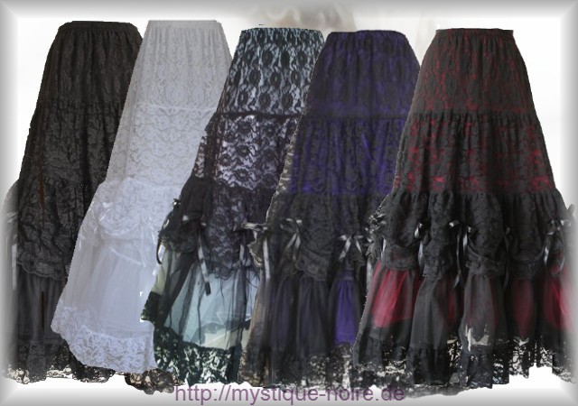 Victorian Ruffle Prom Skirt Lace Tulle Bows Burlesque Wedding Steampunk